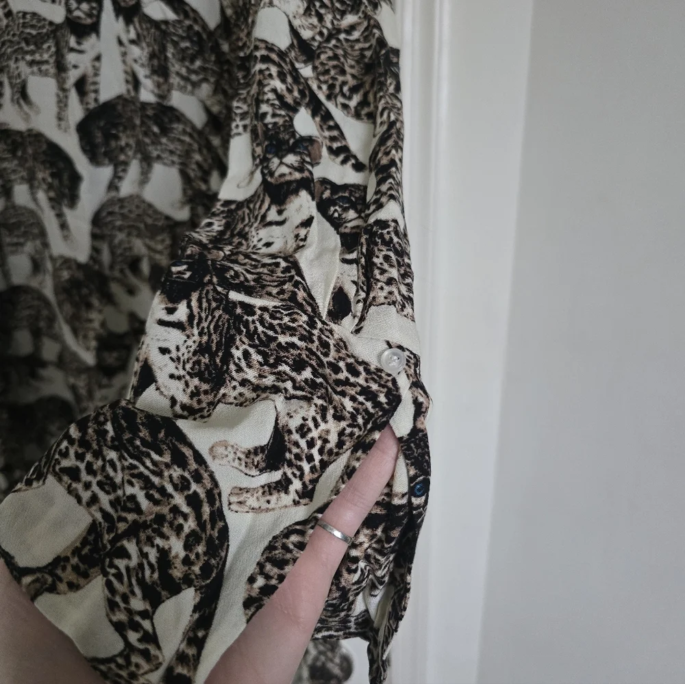 H&M Bengal Cat Print Novelty Dress Long Sleeve Animal Print EU 40 US 10 - Picture 13 of 16